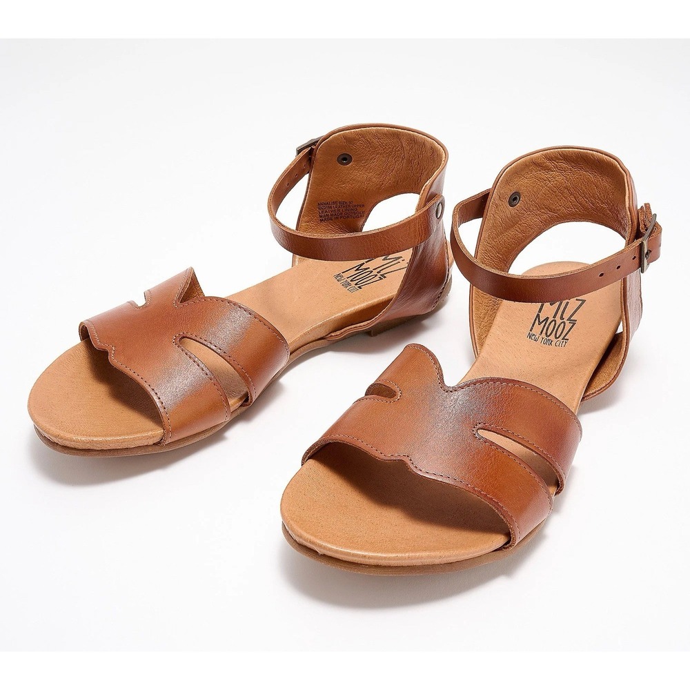 New Miz Mooz Annalise Leather Ankle Strap Buckle Sandals Brown EU 42 US 10.5-11